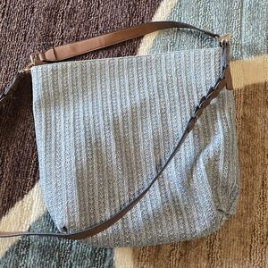 Elegant Blue and Brown Shoulder Bag
